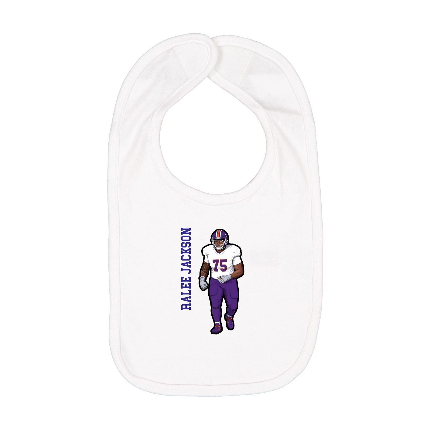 Infant Bib — Name Vertical in White