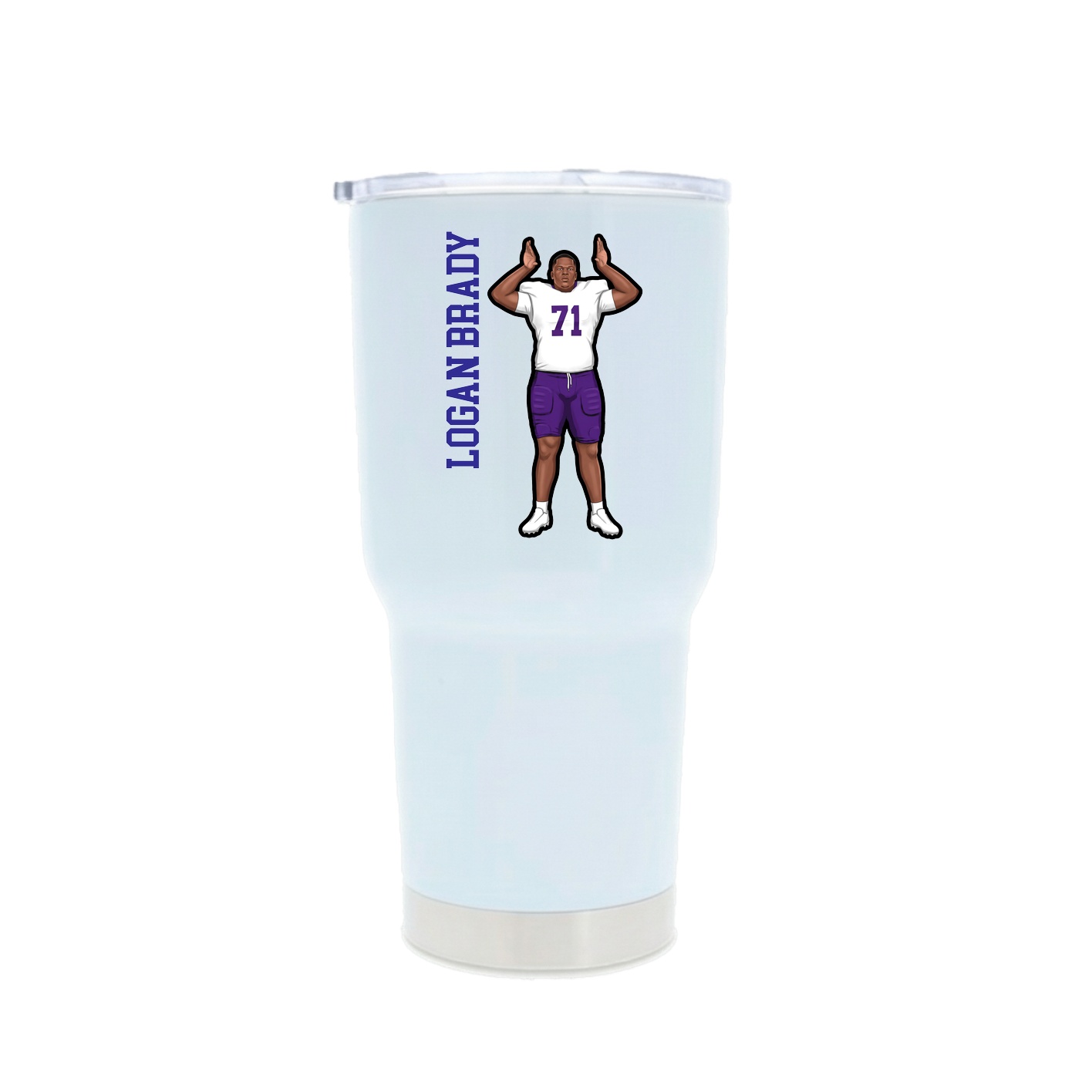 30oz Stainless Steel Tumbler — Name Vertical in White