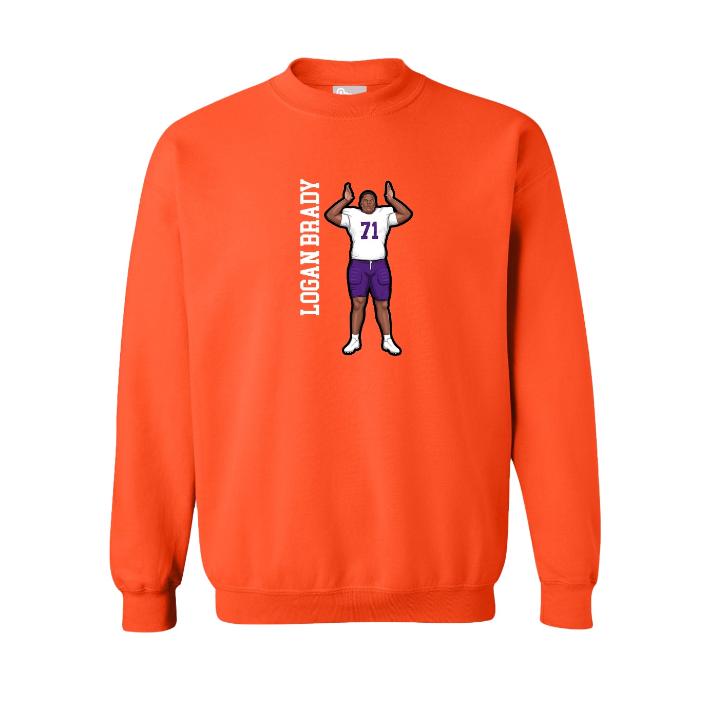 Fleece Crew — Name Vertical in Orange
