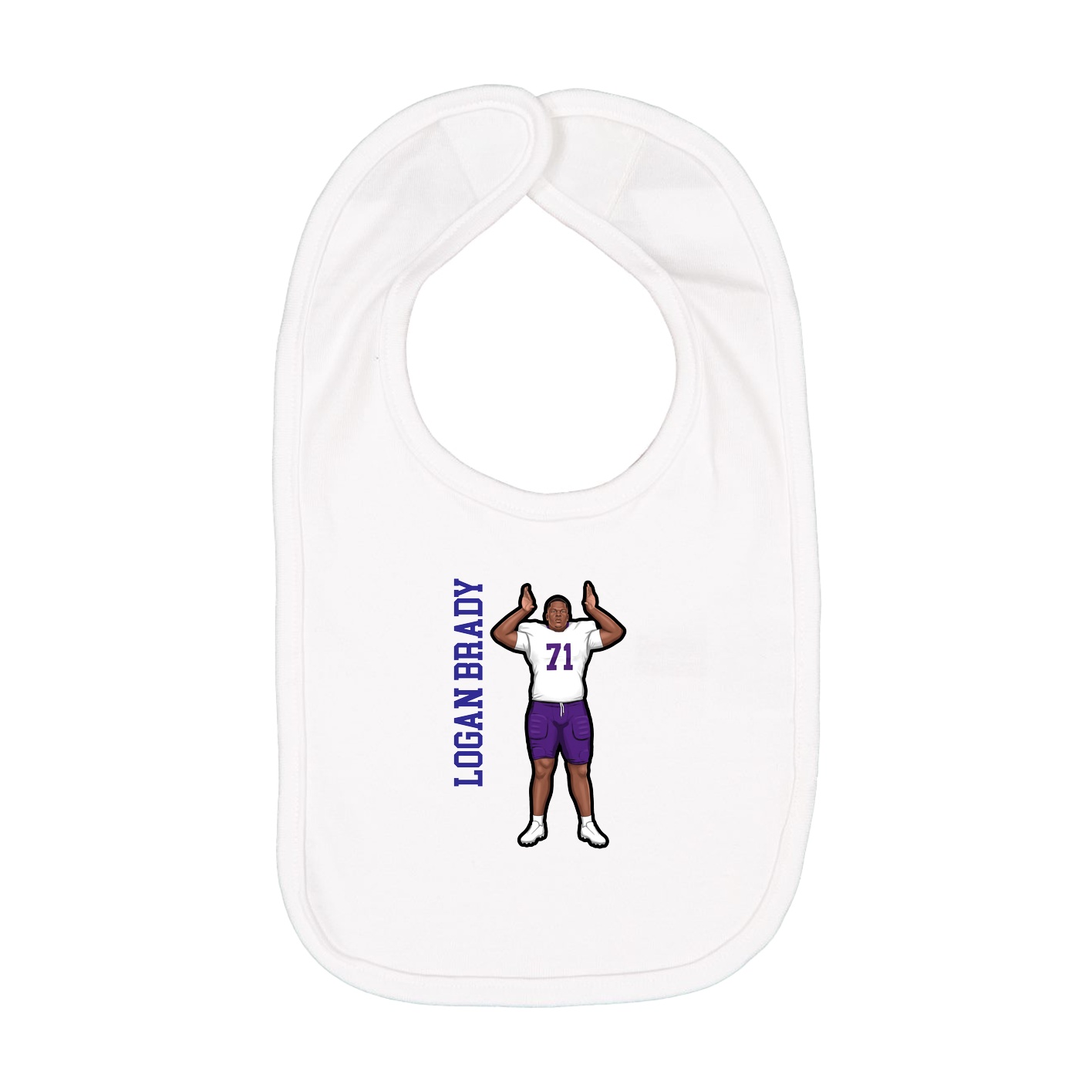 Infant Bib — Name Vertical in White