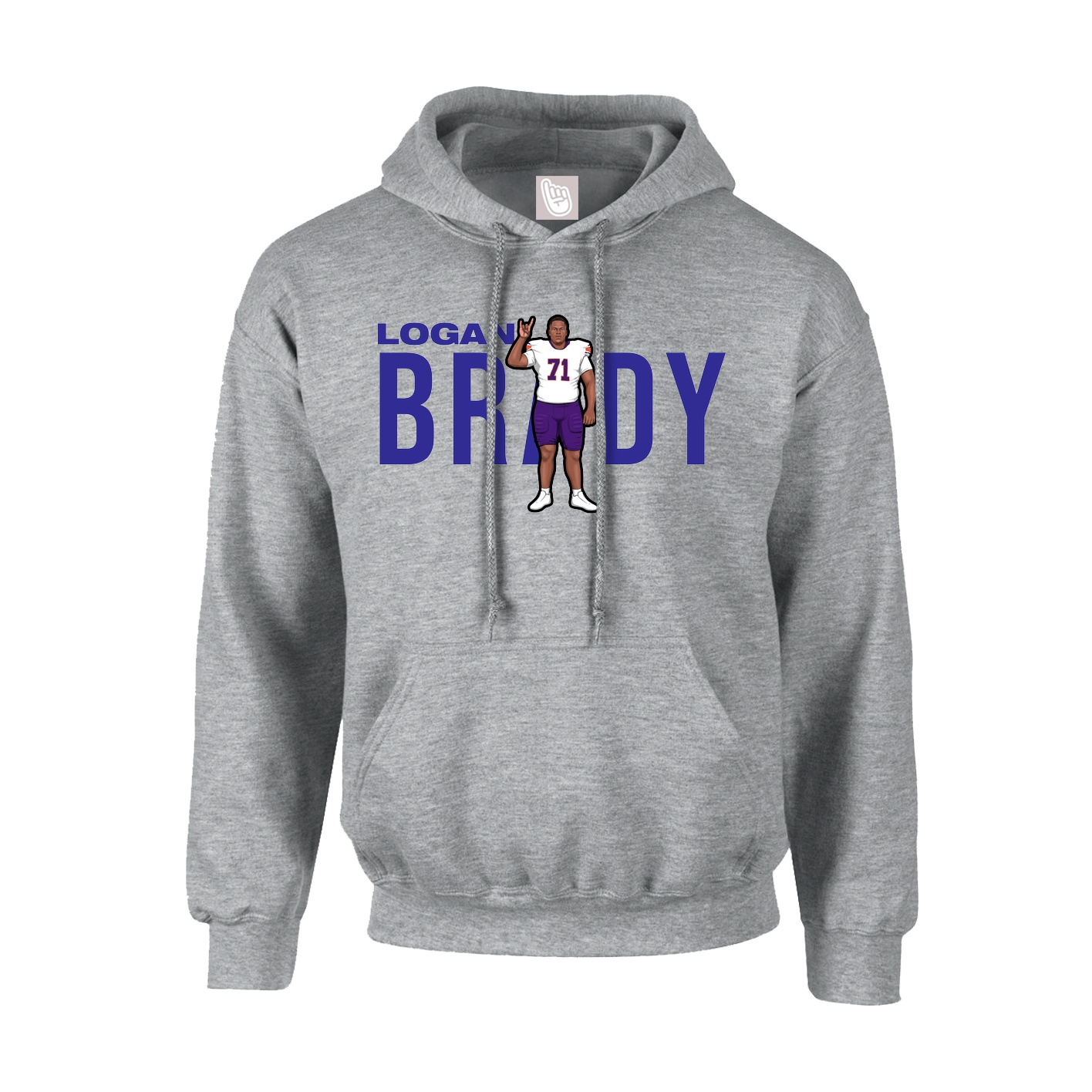 Youth Hoodie — Player Name in Grey