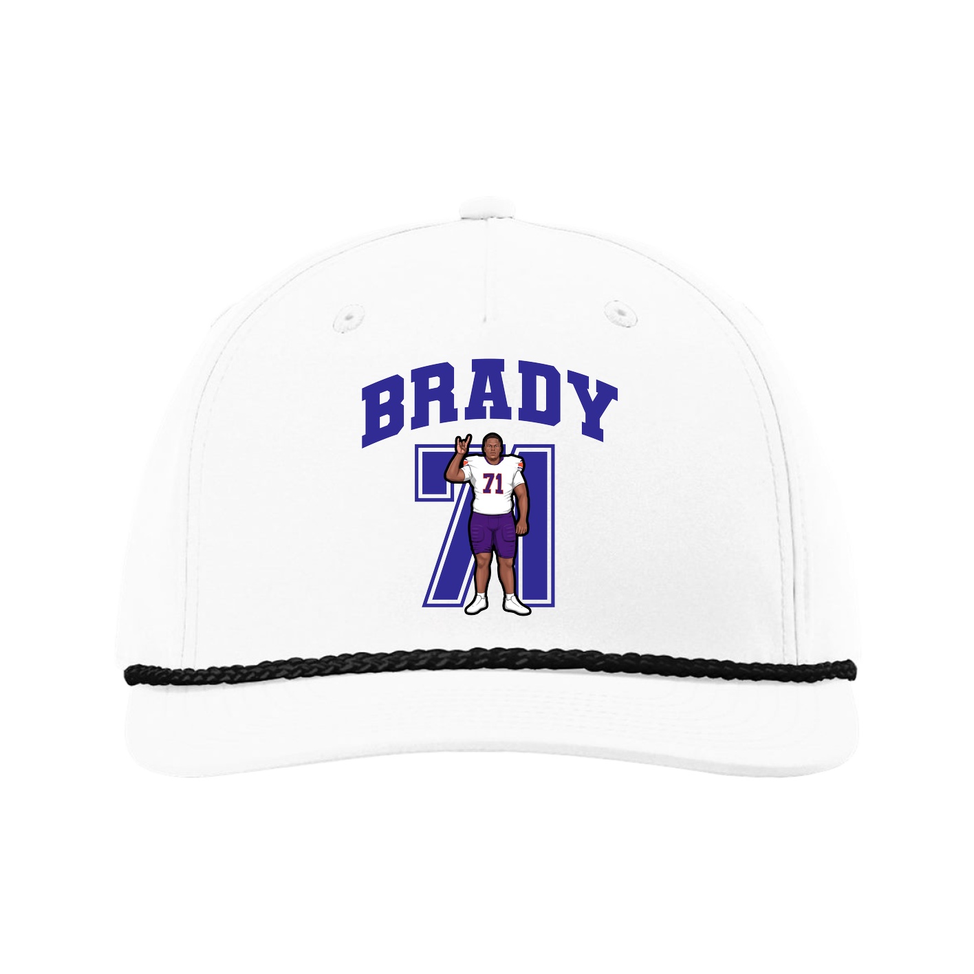 Five-Panel Classic Rope Cap — Number in White