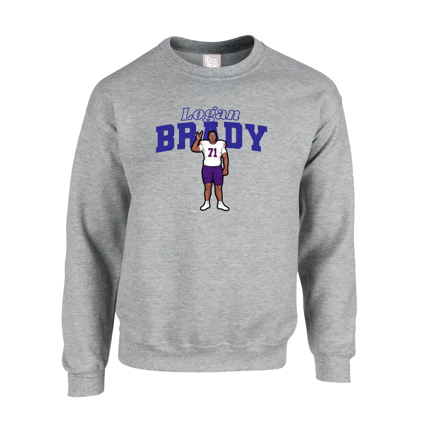 Fleece Crew — Name Arch in Grey