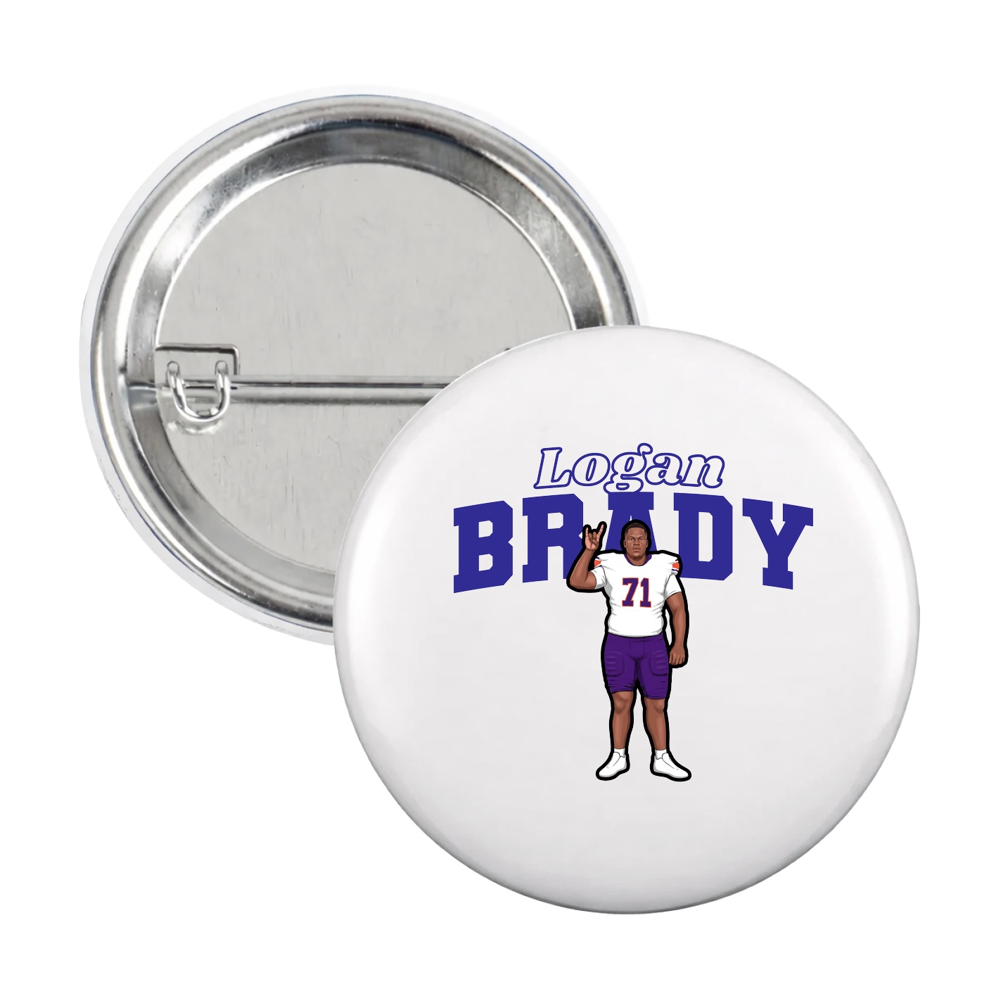 Game Day Button — Name Arch in White