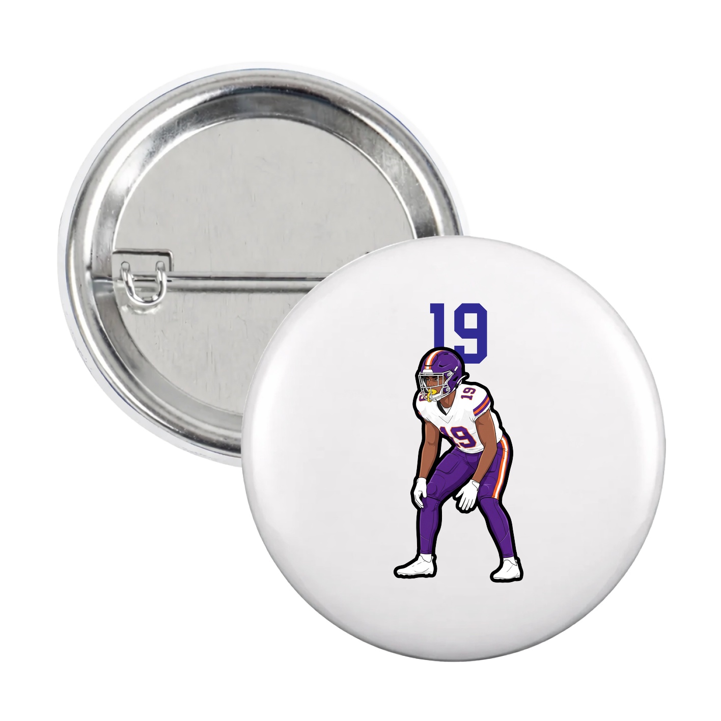 Game Day Button — Number Top in White