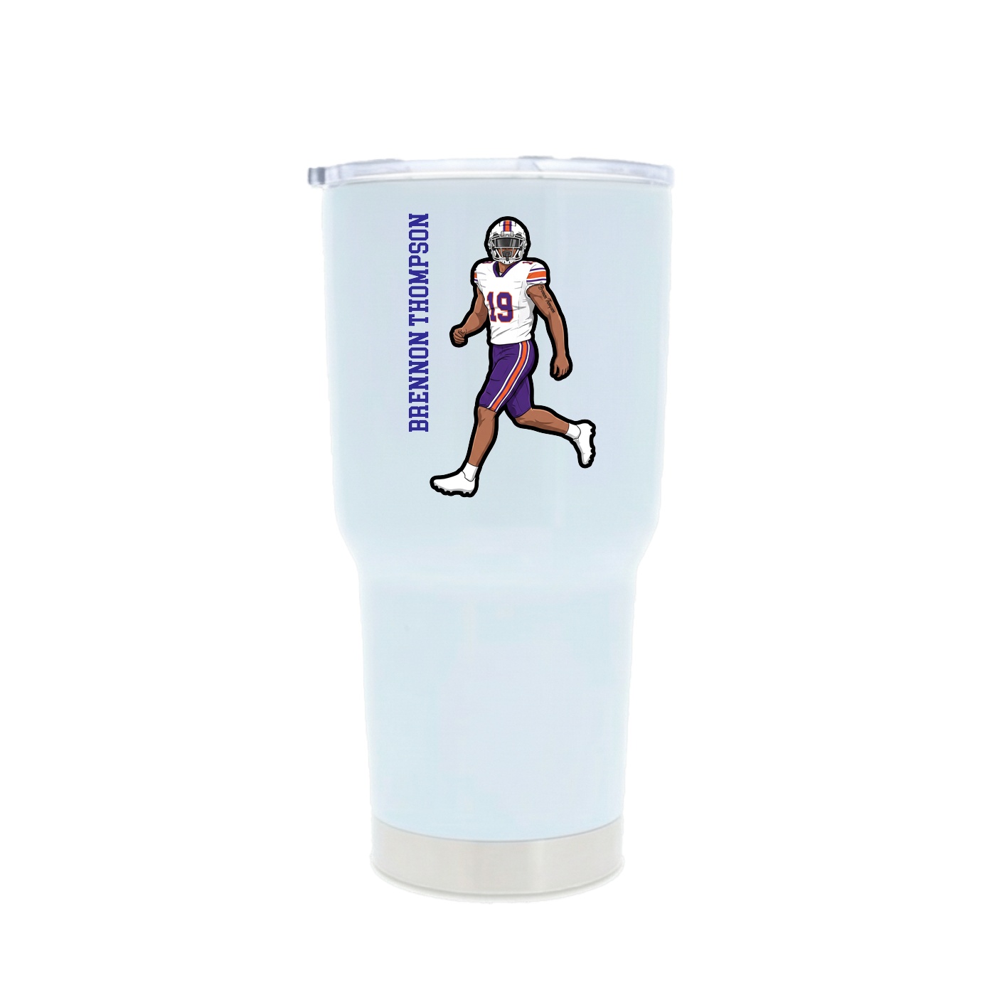 30oz Stainless Steel Tumbler — Name Vertical in White