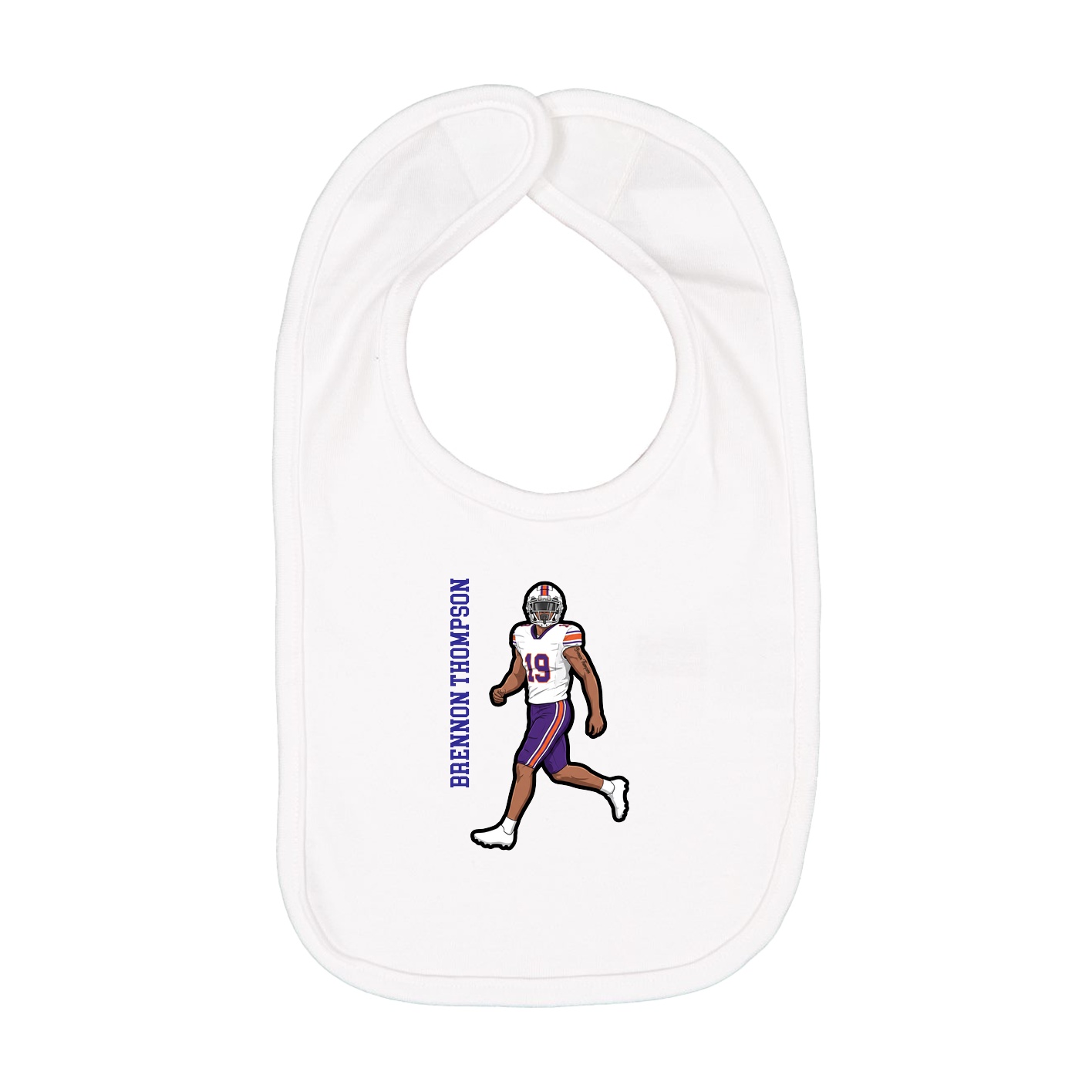 Infant Bib — Name Vertical in White
