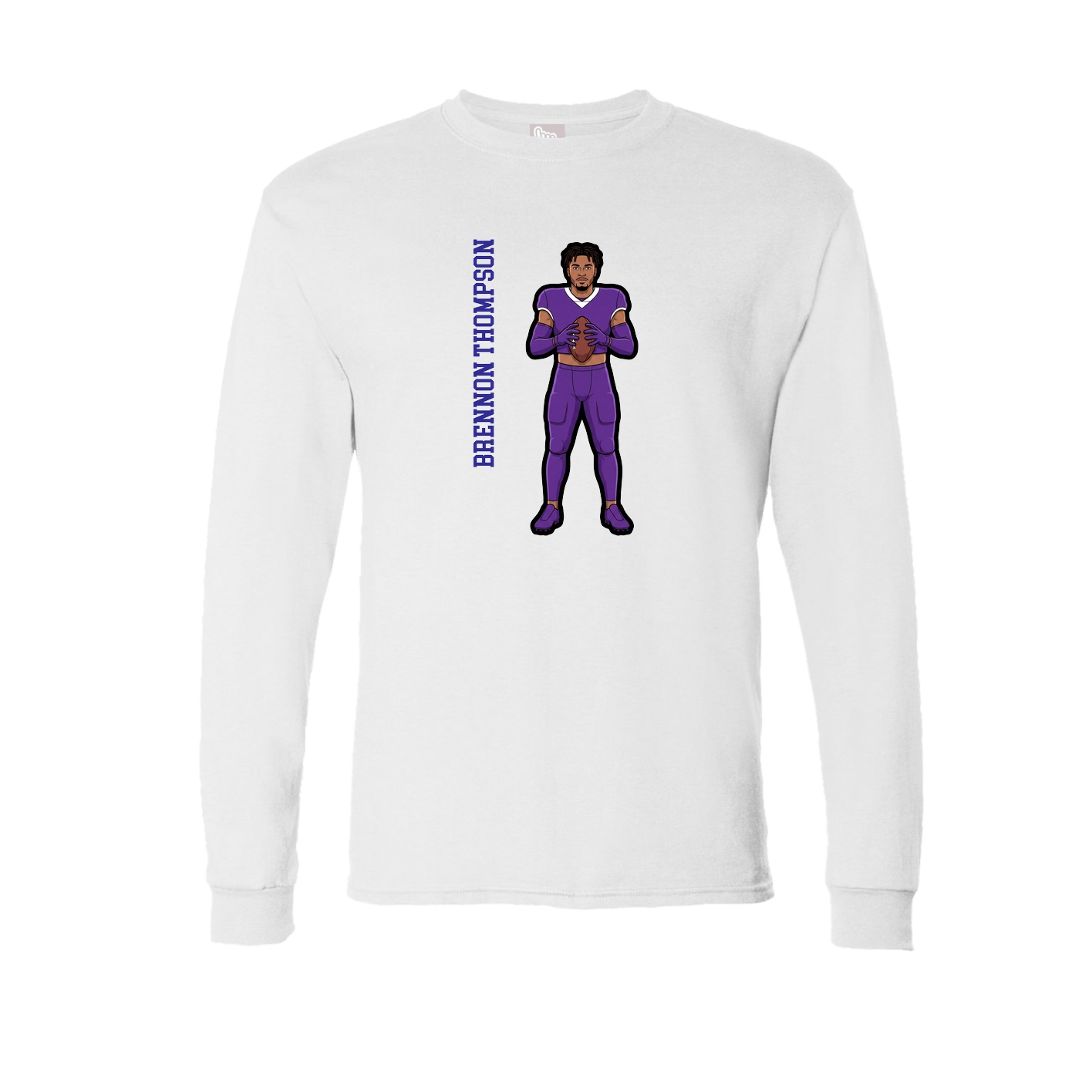 Long Sleeve Tee — Name Vertical in White