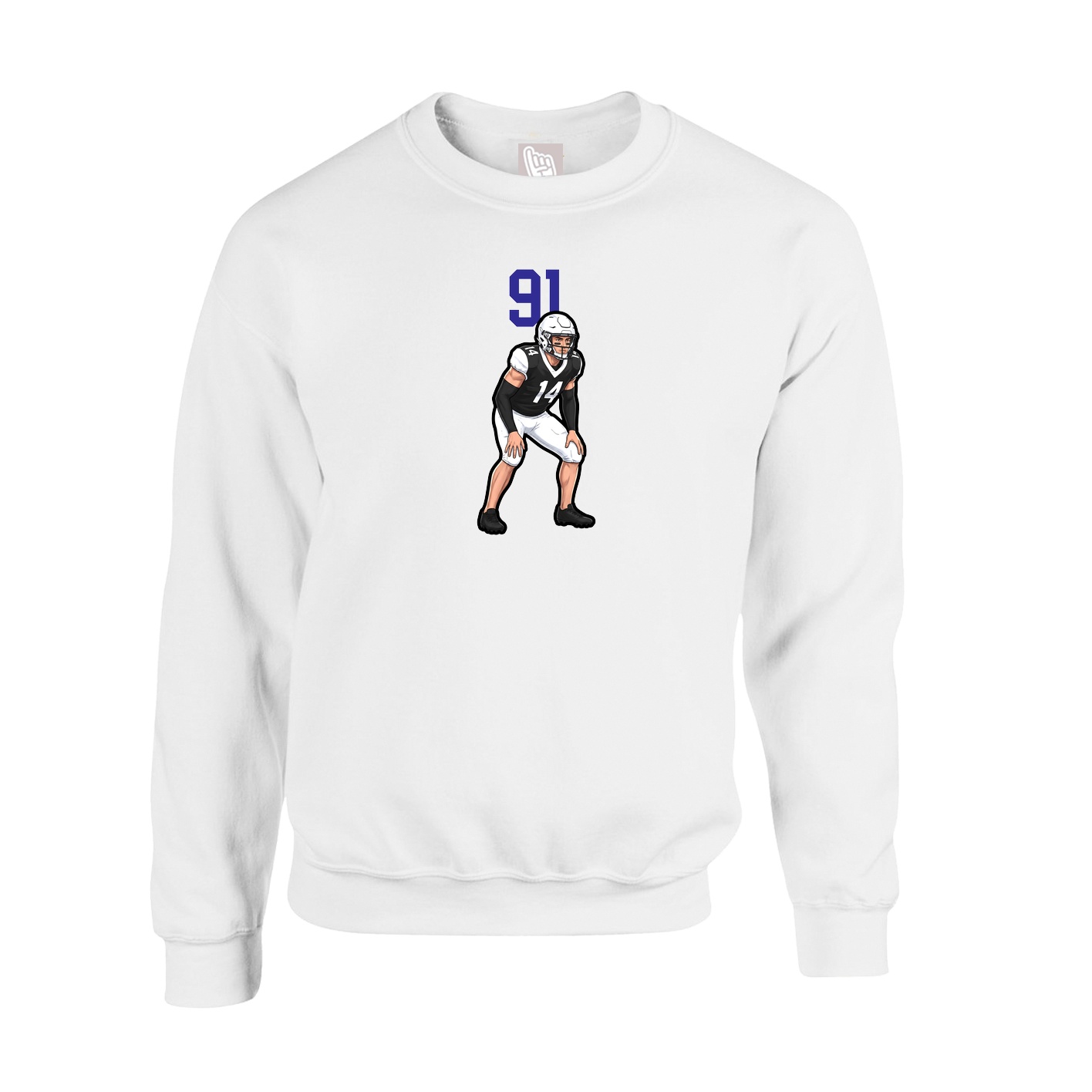 Fleece Crew — Number Top in White