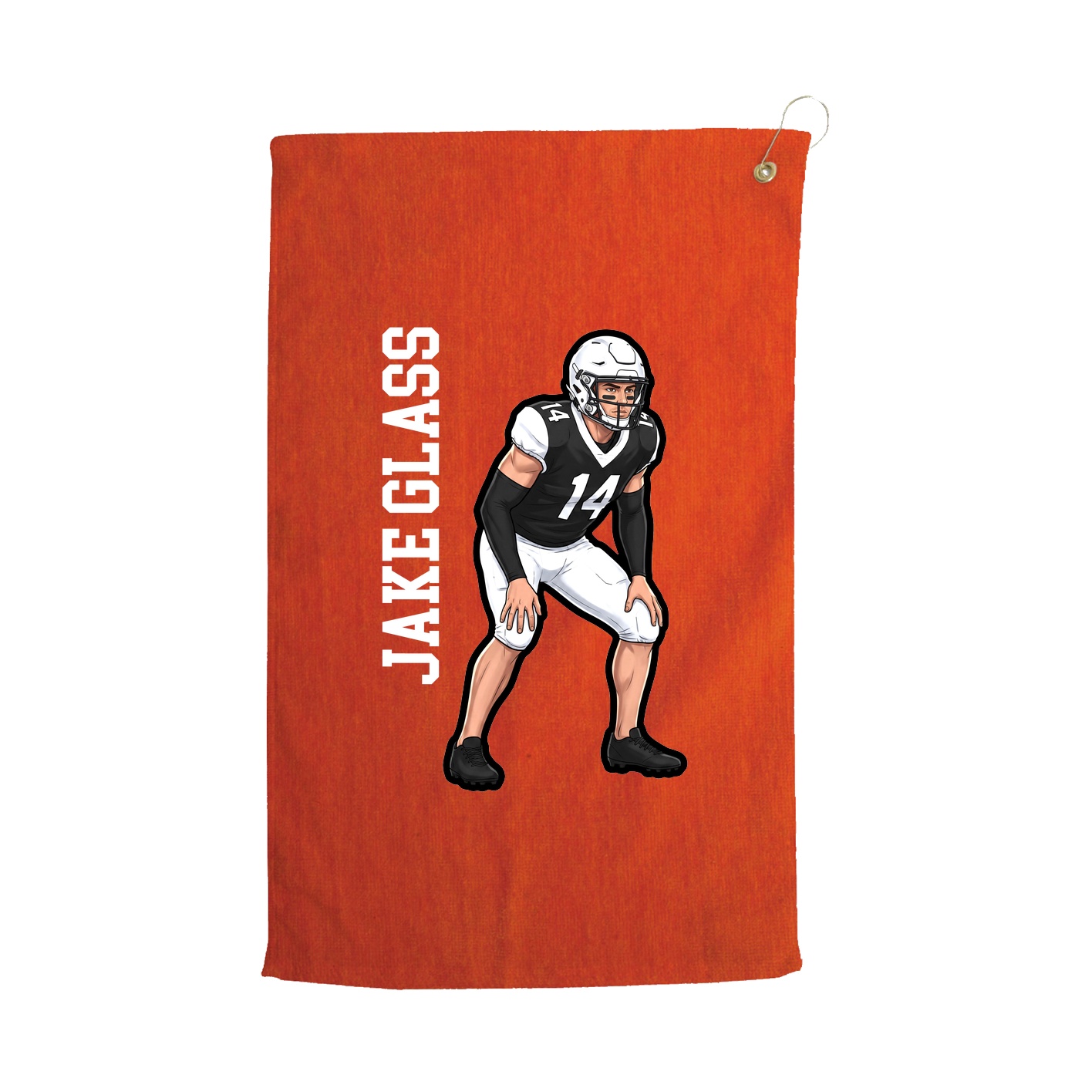 Golf Towel — Name Vertical in Orange