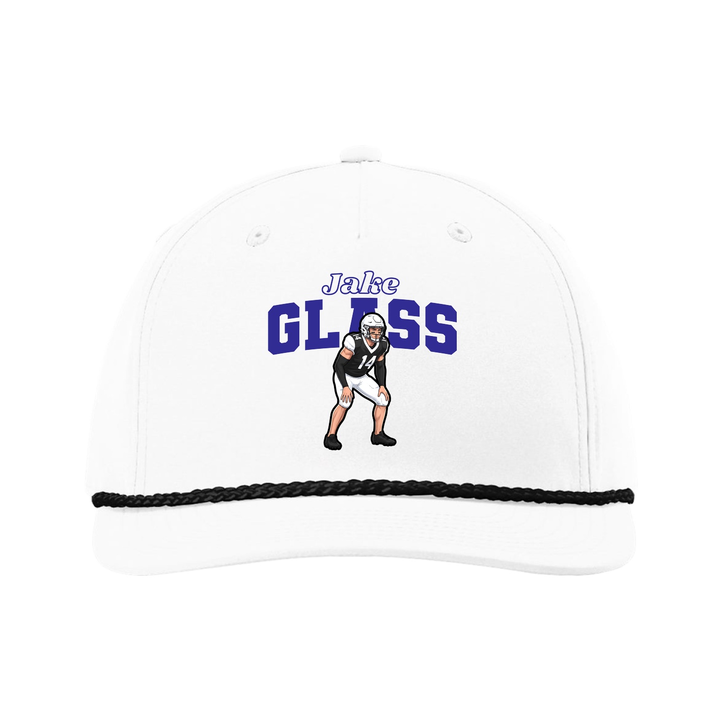 Five-Panel Classic Rope Cap — Name Arch in White