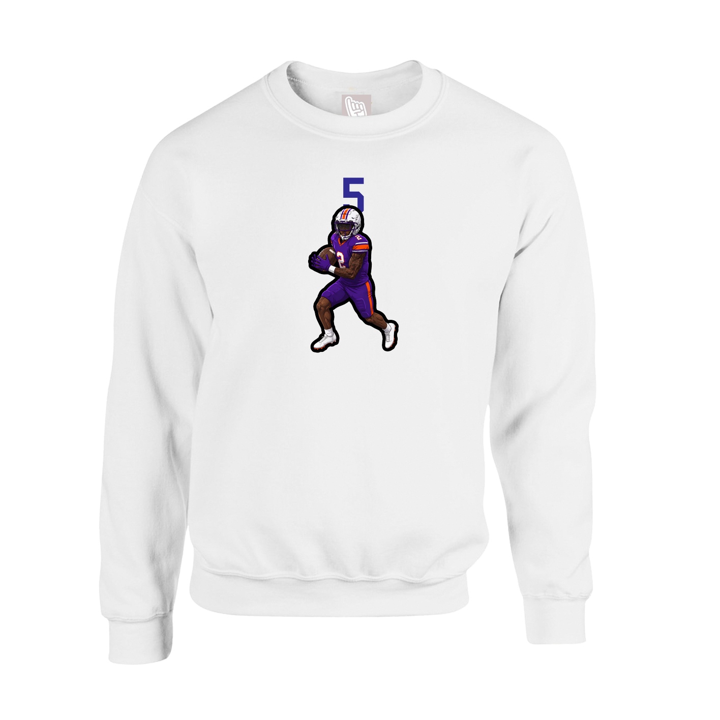 Fleece Crew — Number Top in White