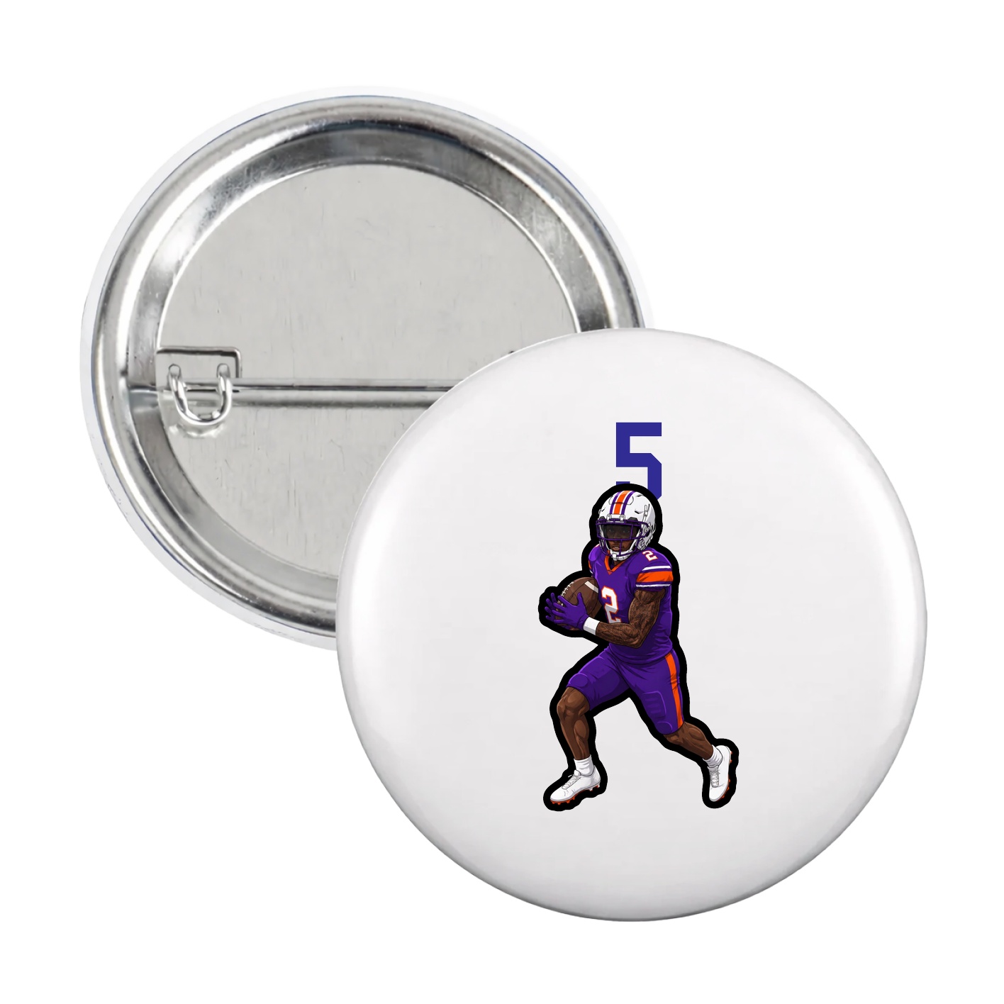 Game Day Button — Number Top in White