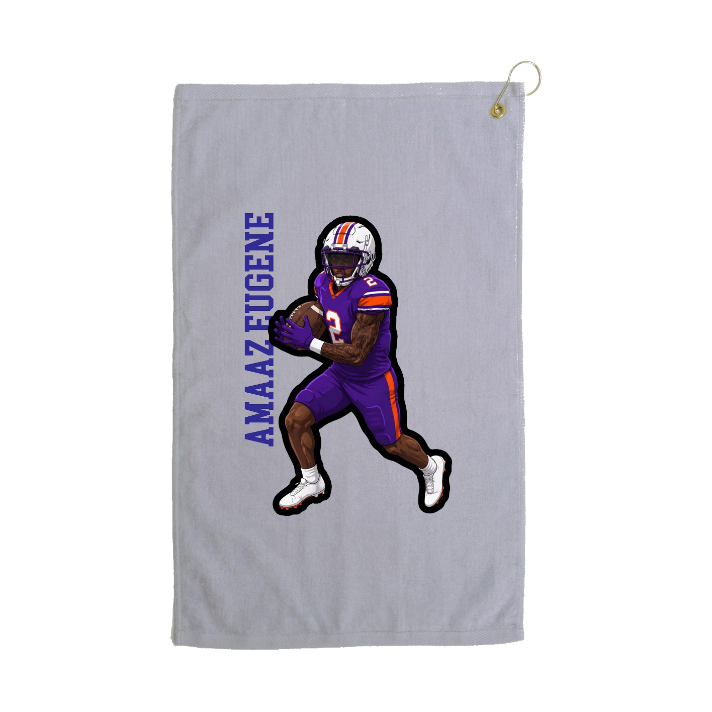 Golf Towel — Name Vertical in Grey
