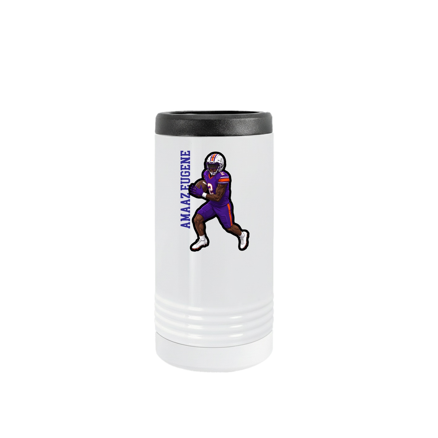 Slim Beverage Holder — Name Vertical in White