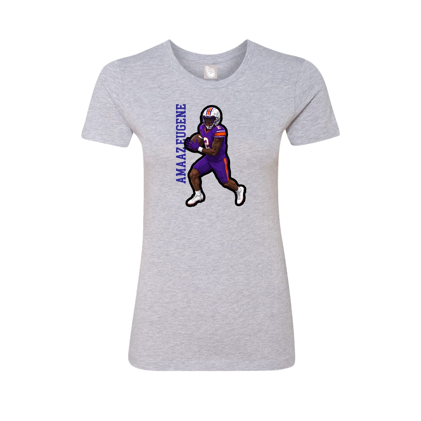 Fitted Women's Tee — Name Vertical in Grey