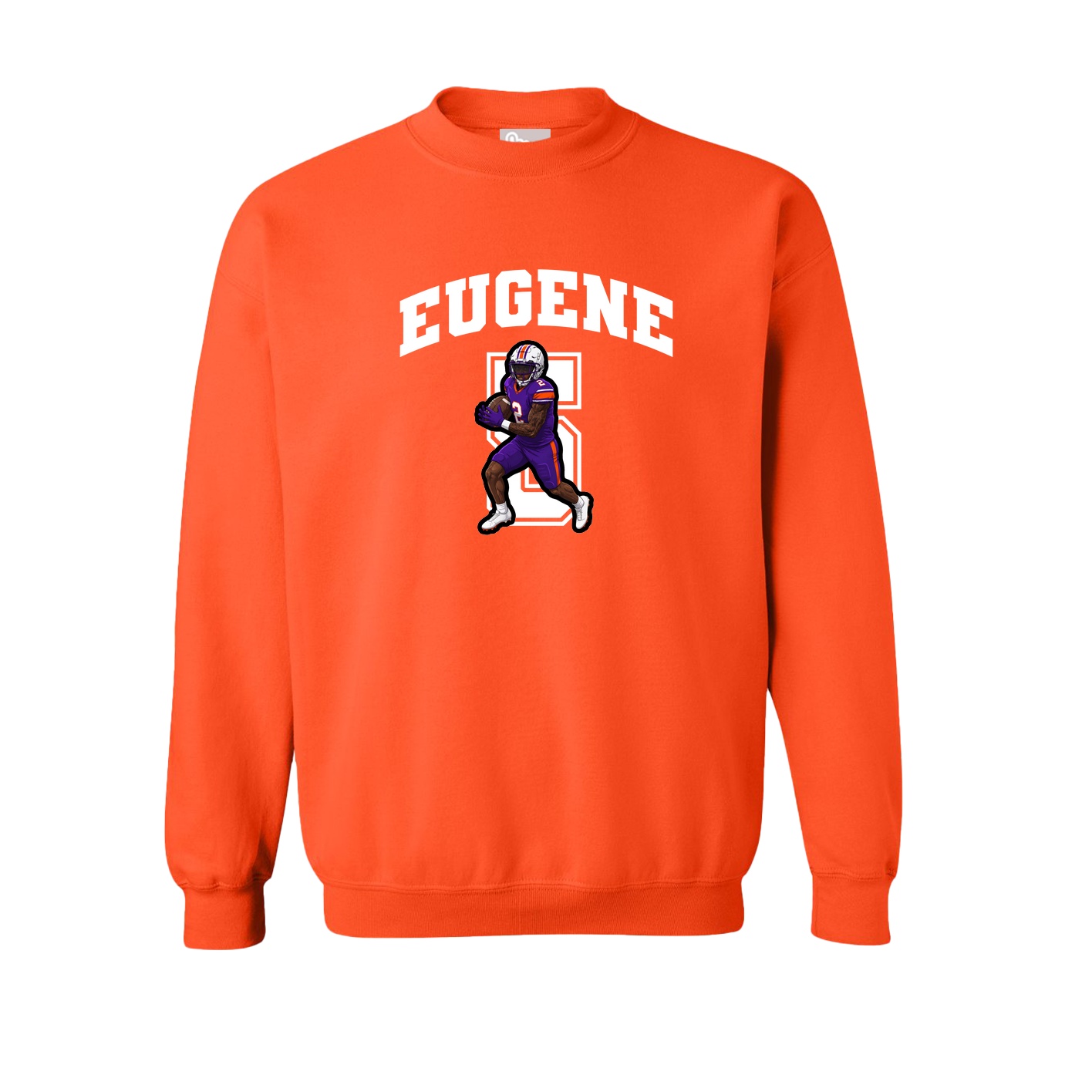 Fleece Crew — Number in Orange