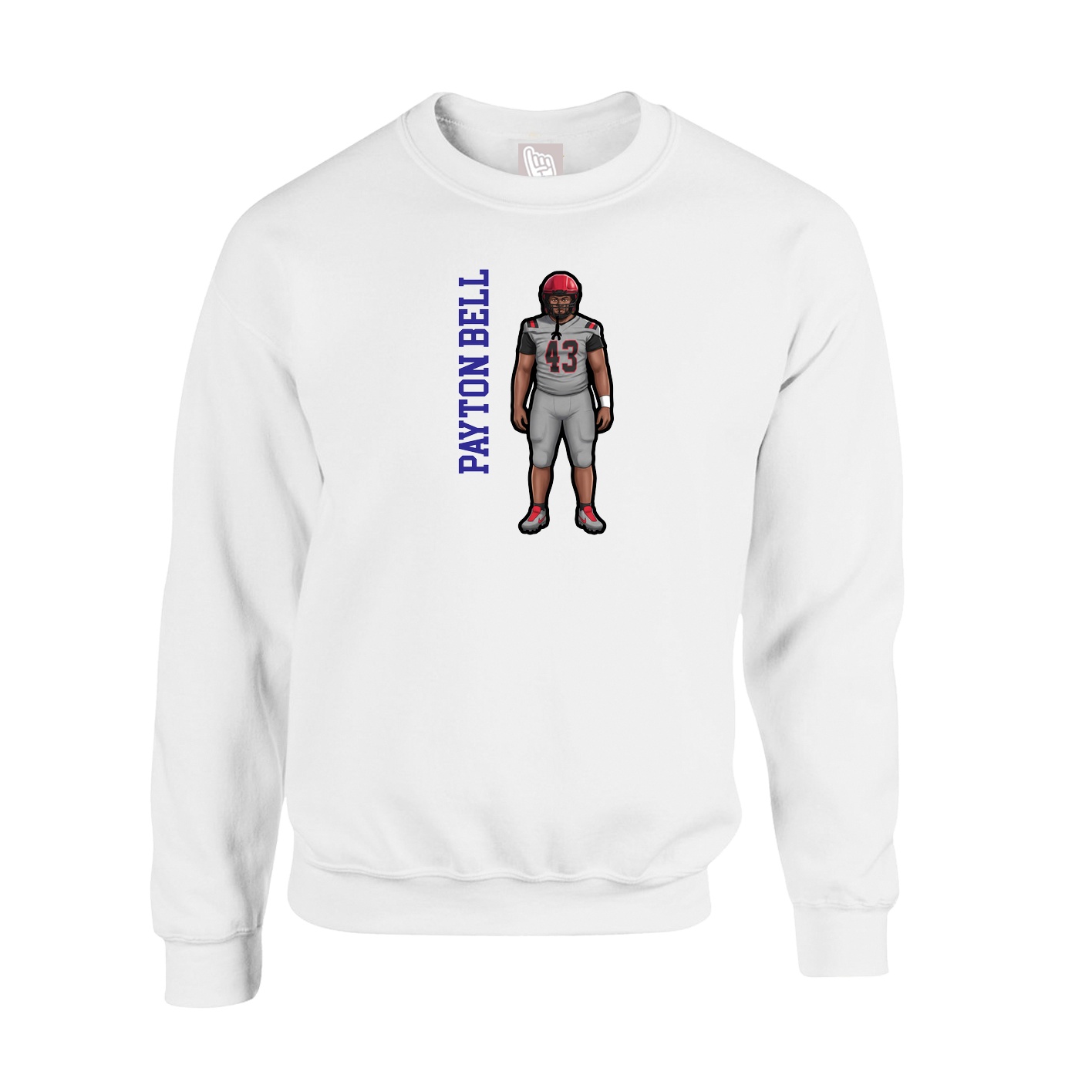 Fleece Crew — Name Vertical in White