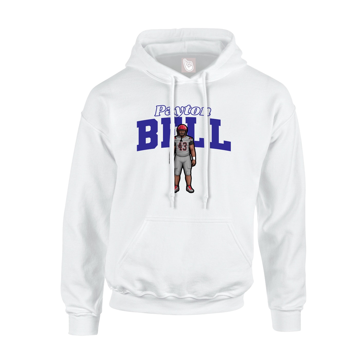 Youth Hoodie — Name Arch in White