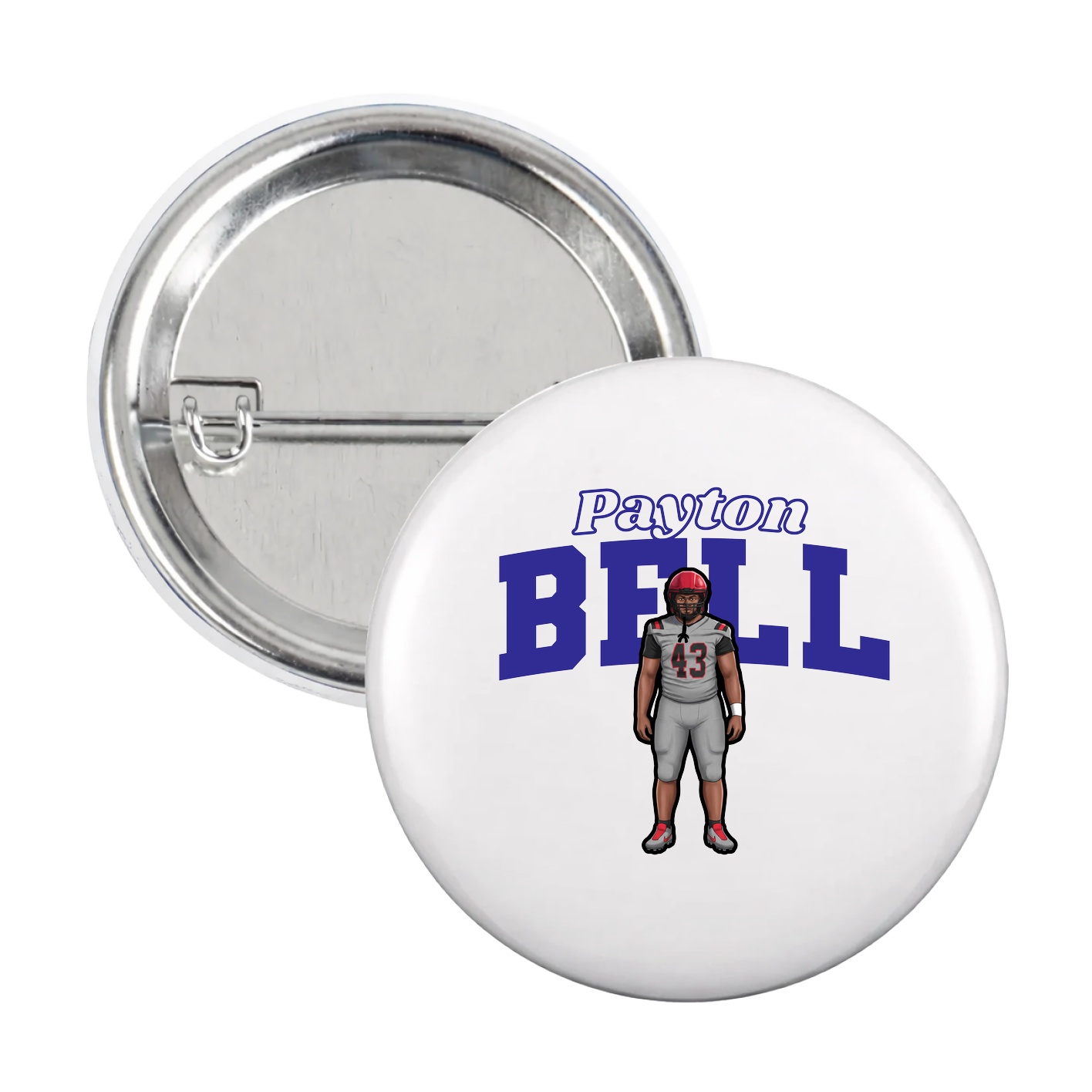 Game Day Button — Name Arch in White