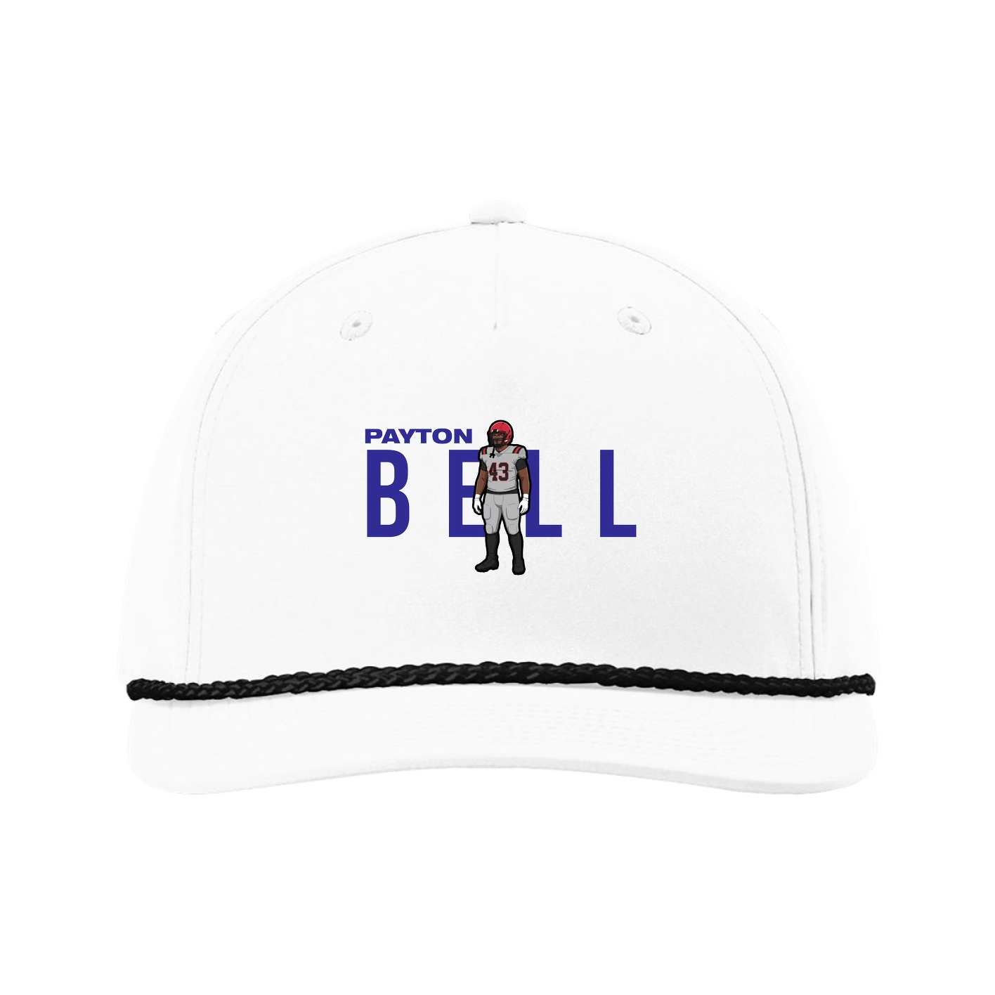 Five-Panel Classic Rope Cap — Player Name in White