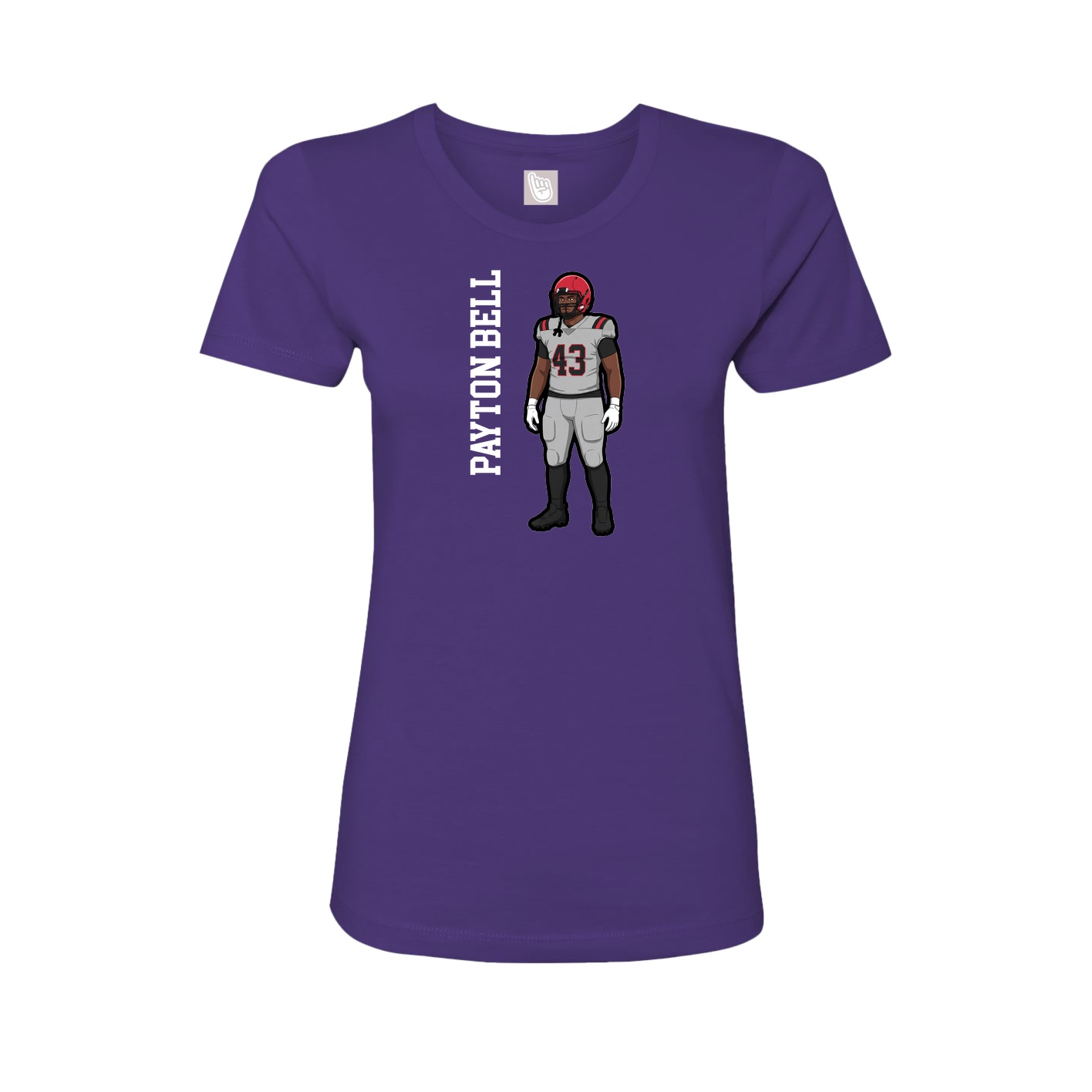 Fitted Women's Tee — Name Vertical in Purple