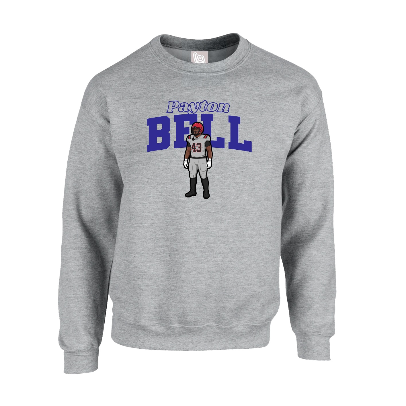 Fleece Crew — Name Arch in Grey