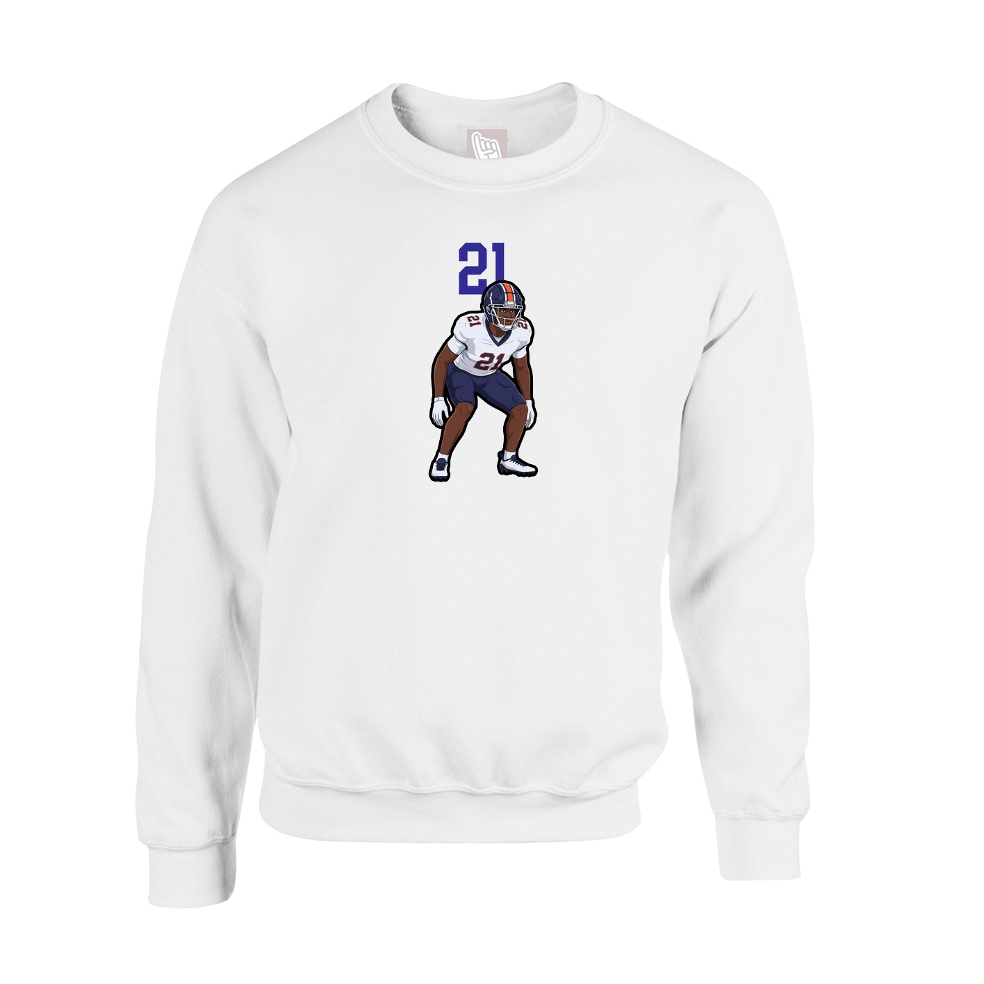 Fleece Crew — Number Top in White