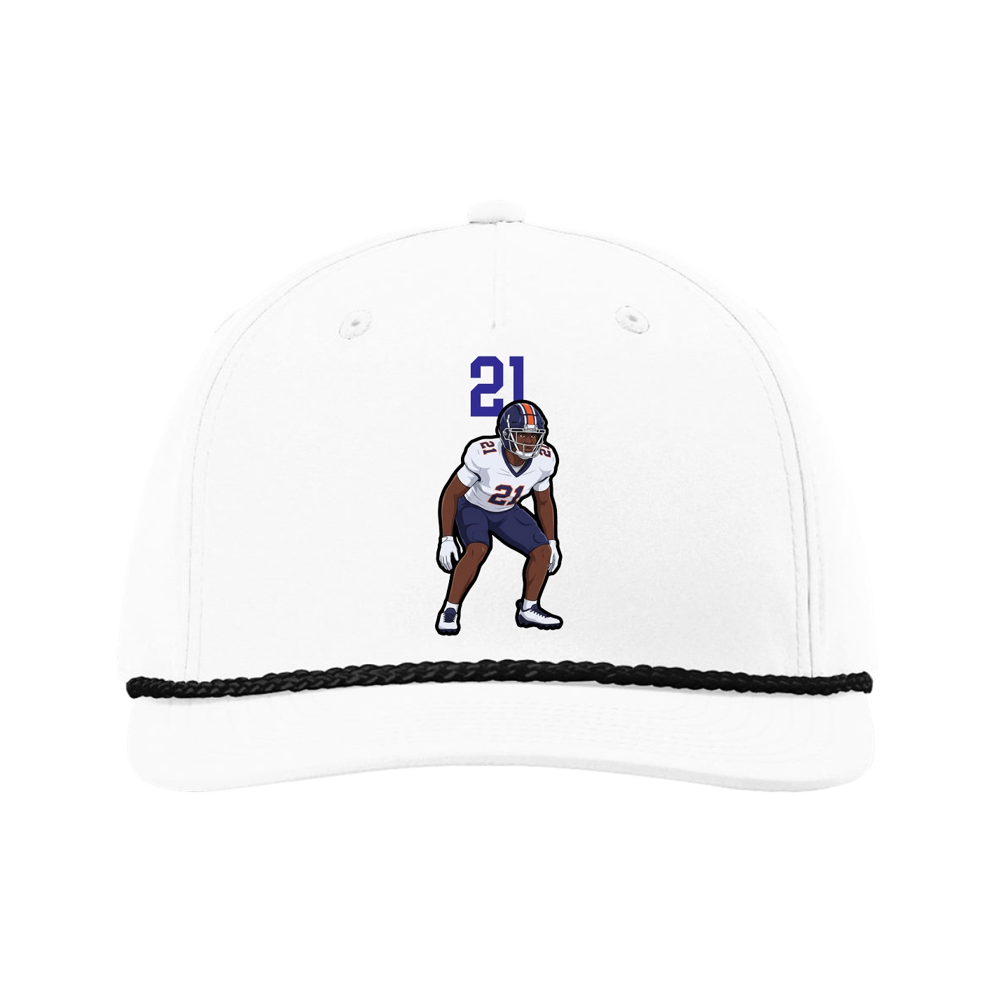 Five-Panel Classic Rope Cap — Number Top in White