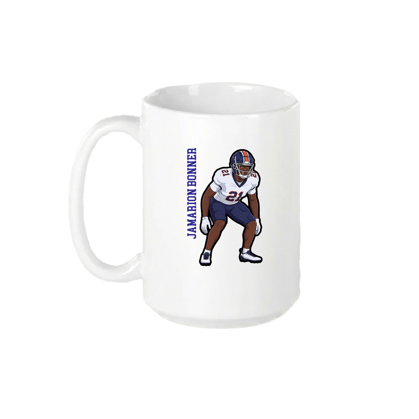 15oz Coffee Mug — Name Vertical in White