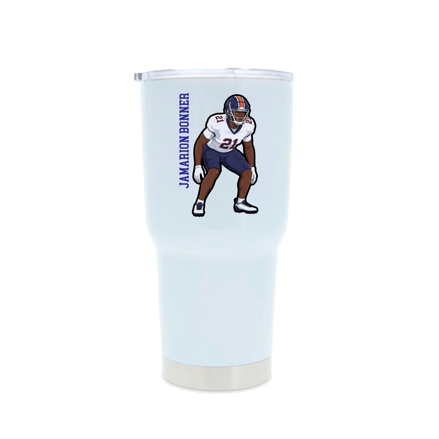 30oz Stainless Steel Tumbler — Name Vertical in White