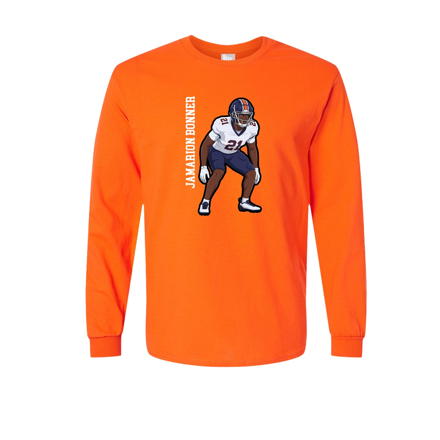 Long Sleeve Tee — Name Vertical in Orange