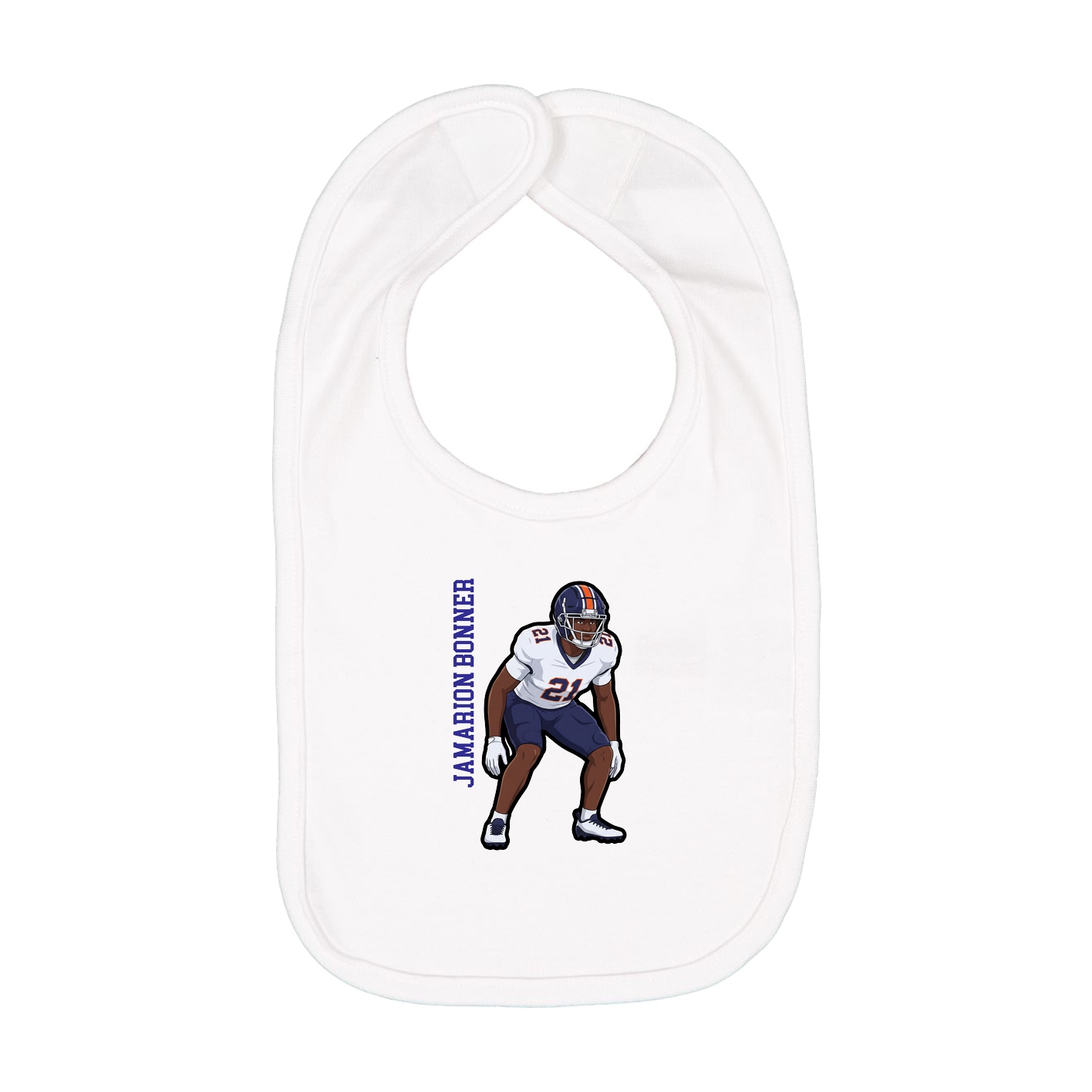Infant Bib — Name Vertical in White
