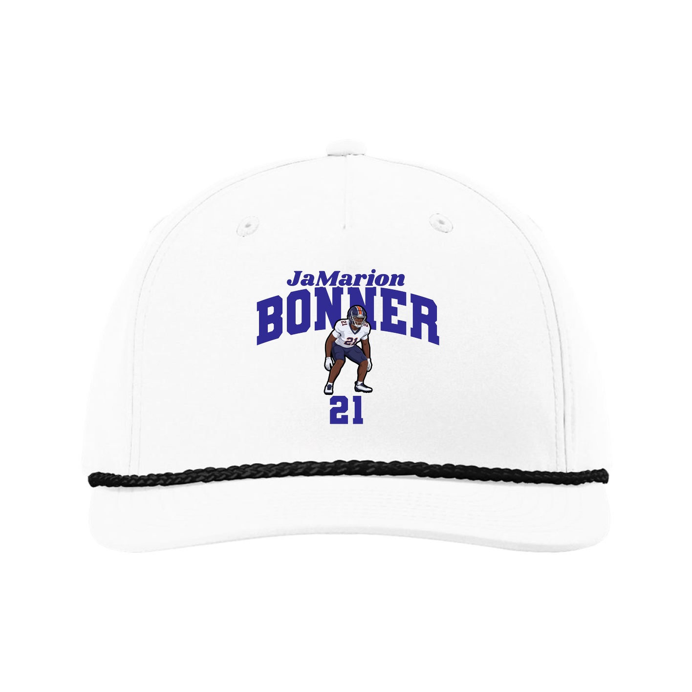 Five-Panel Classic Rope Cap — Signature Arch in White