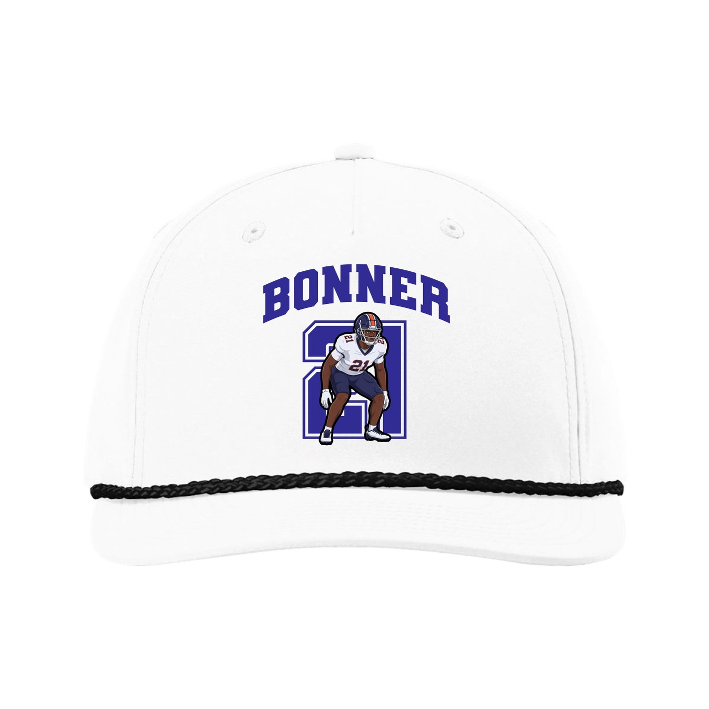 Five-Panel Classic Rope Cap — Number in White