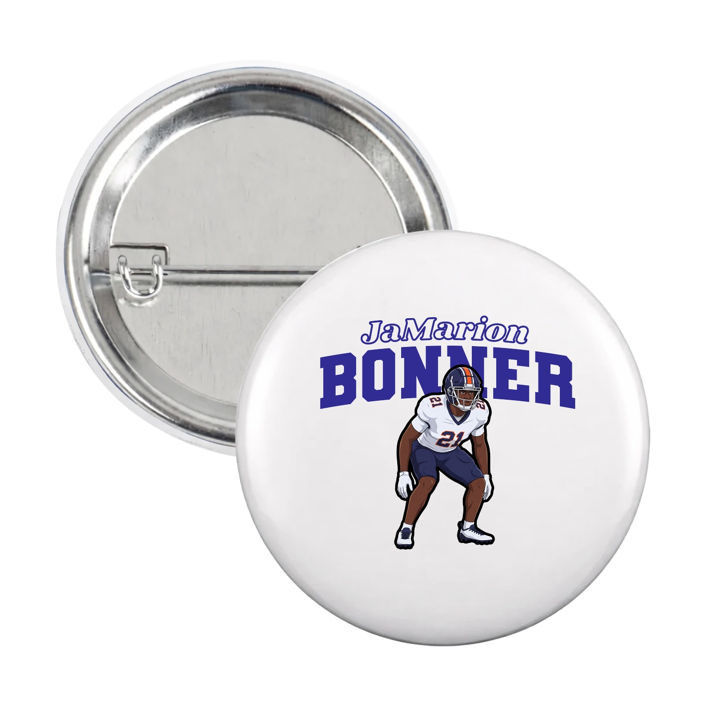 Game Day Button — Name Arch in White