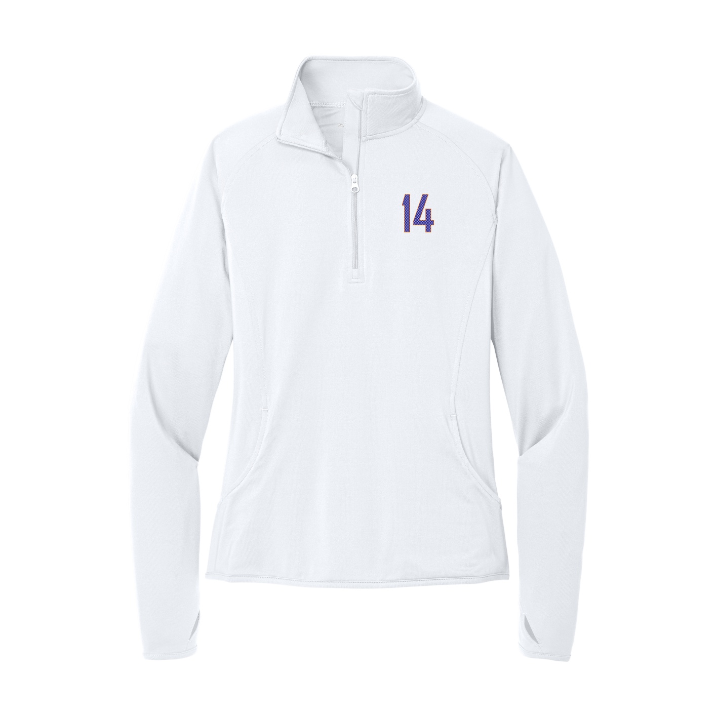 Women's Q-Zip Pullover — Front Shirsy in White