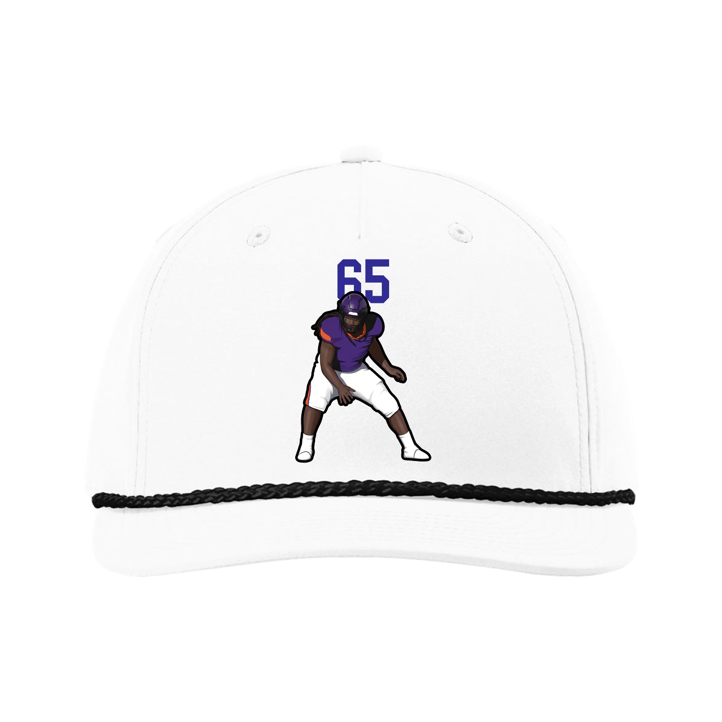 Five-Panel Classic Rope Cap — Number Top in White