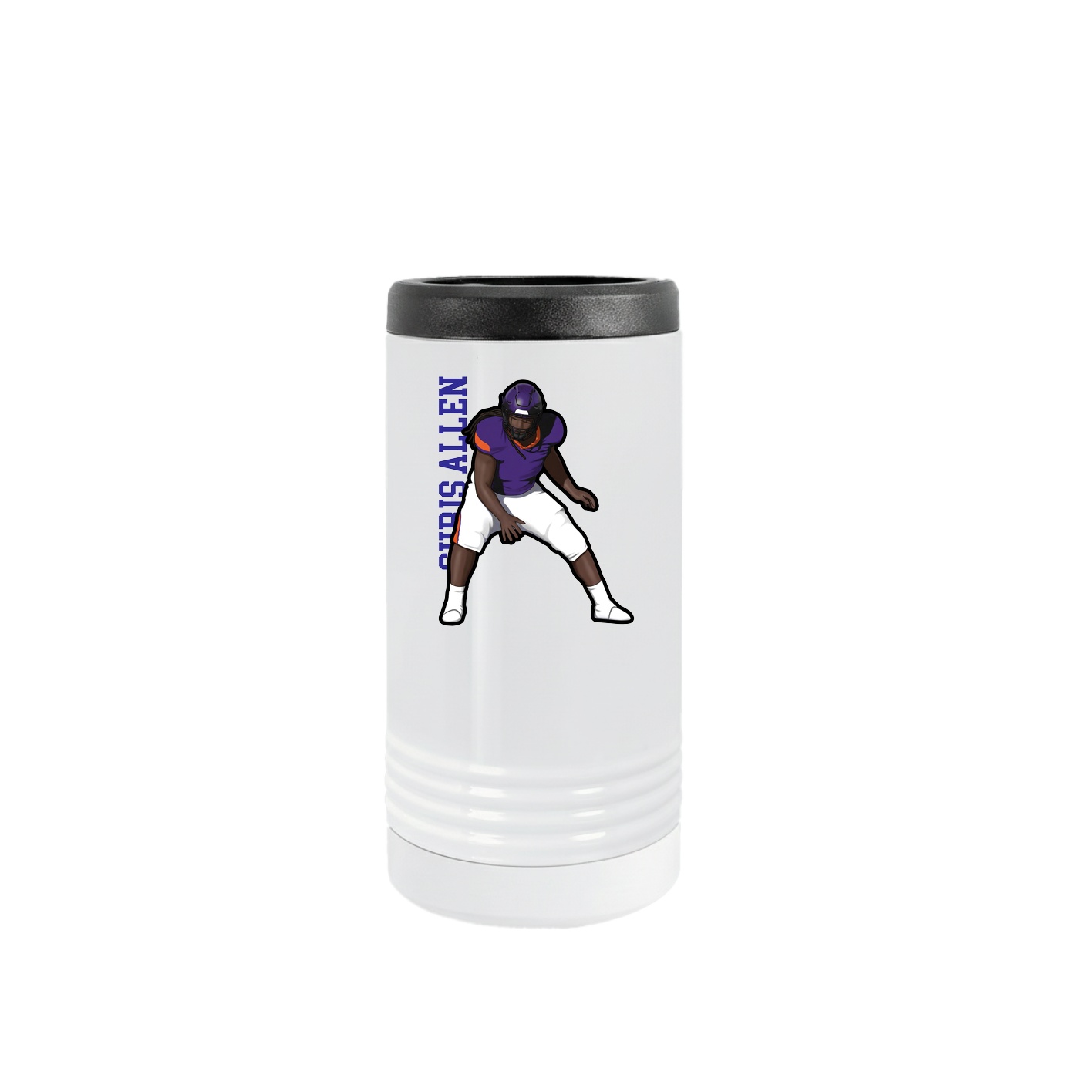 Slim Beverage Holder — Name Vertical in White