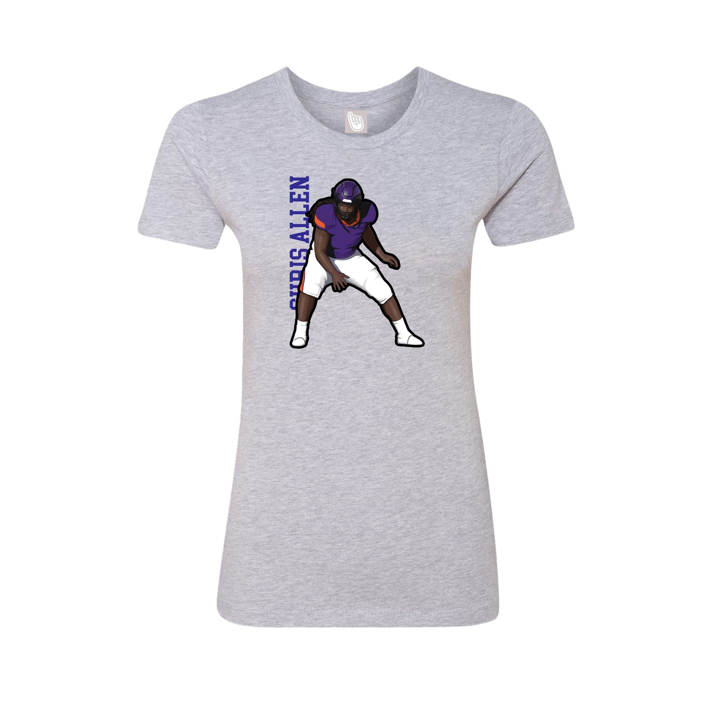 Fitted Women's Tee — Name Vertical in Grey