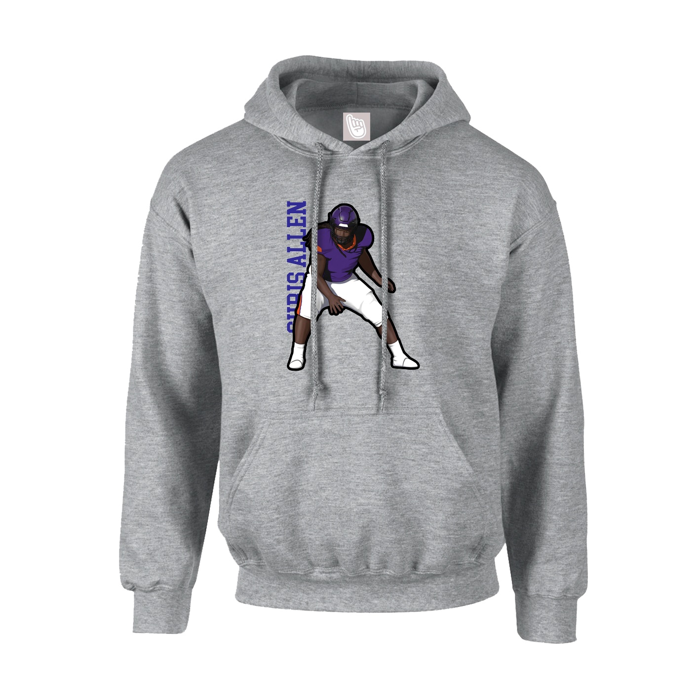 Hoodie — Name Vertical in Grey
