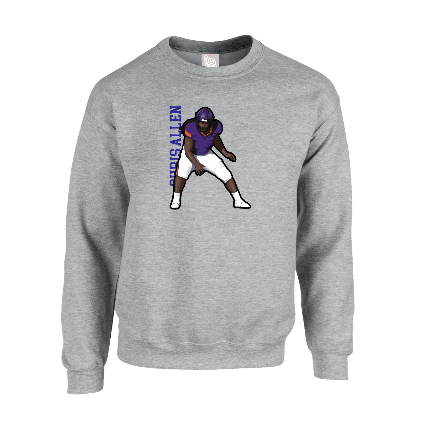 Fleece Crew — Name Vertical in Grey