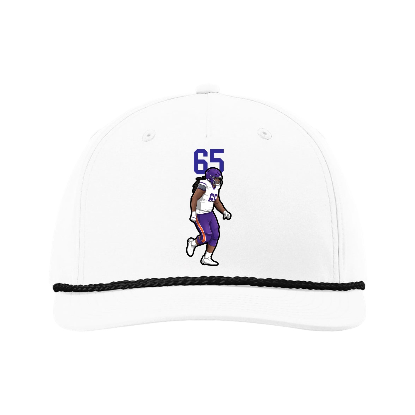 Five-Panel Classic Rope Cap — Number Top in White
