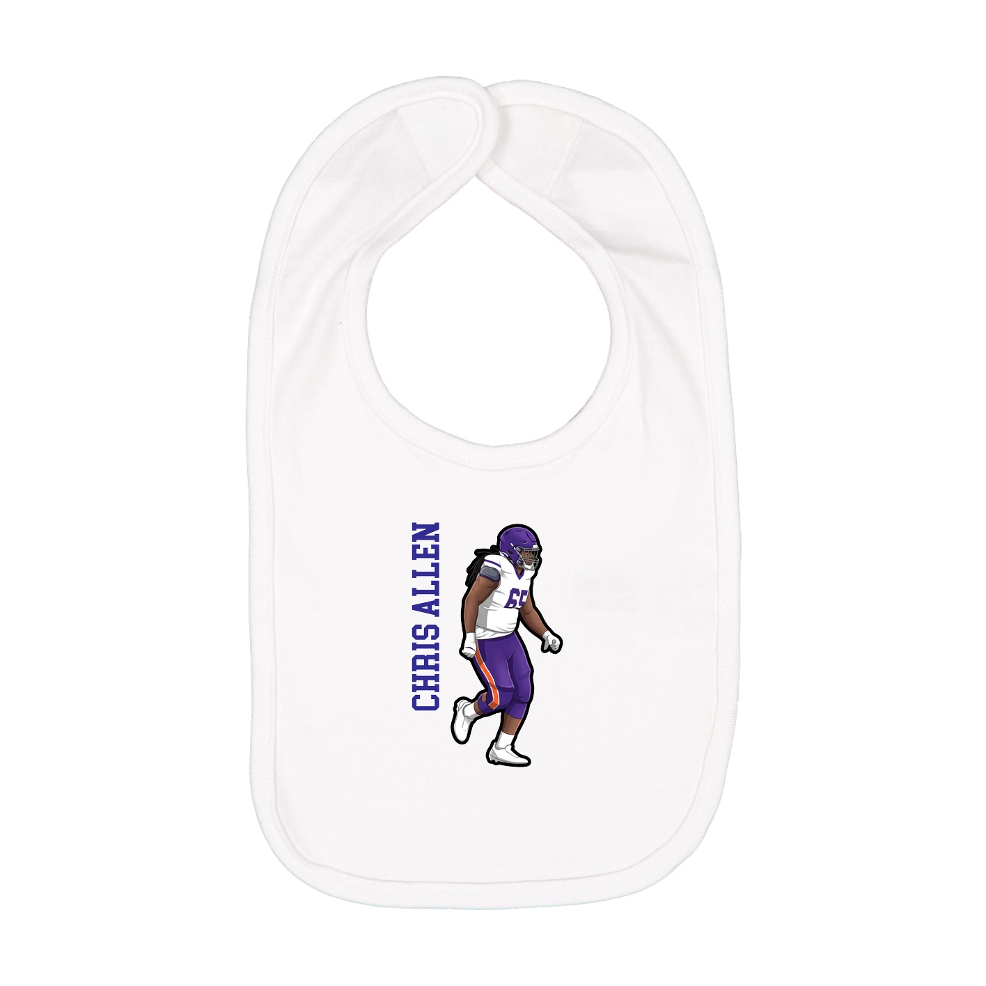 Infant Bib — Name Vertical in White