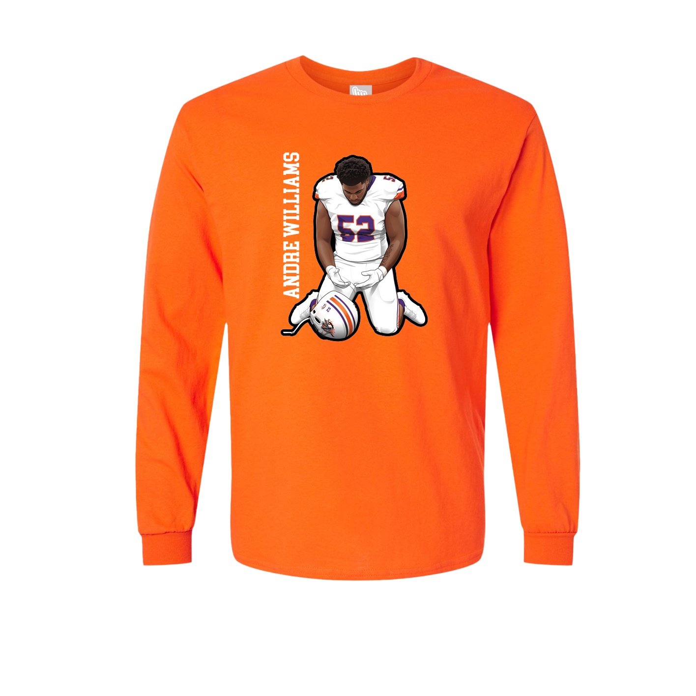 Long Sleeve Tee — Name Vertical in Orange