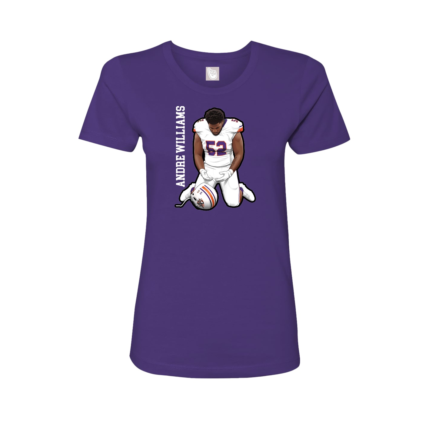 Fitted Women's Tee — Name Vertical in Purple