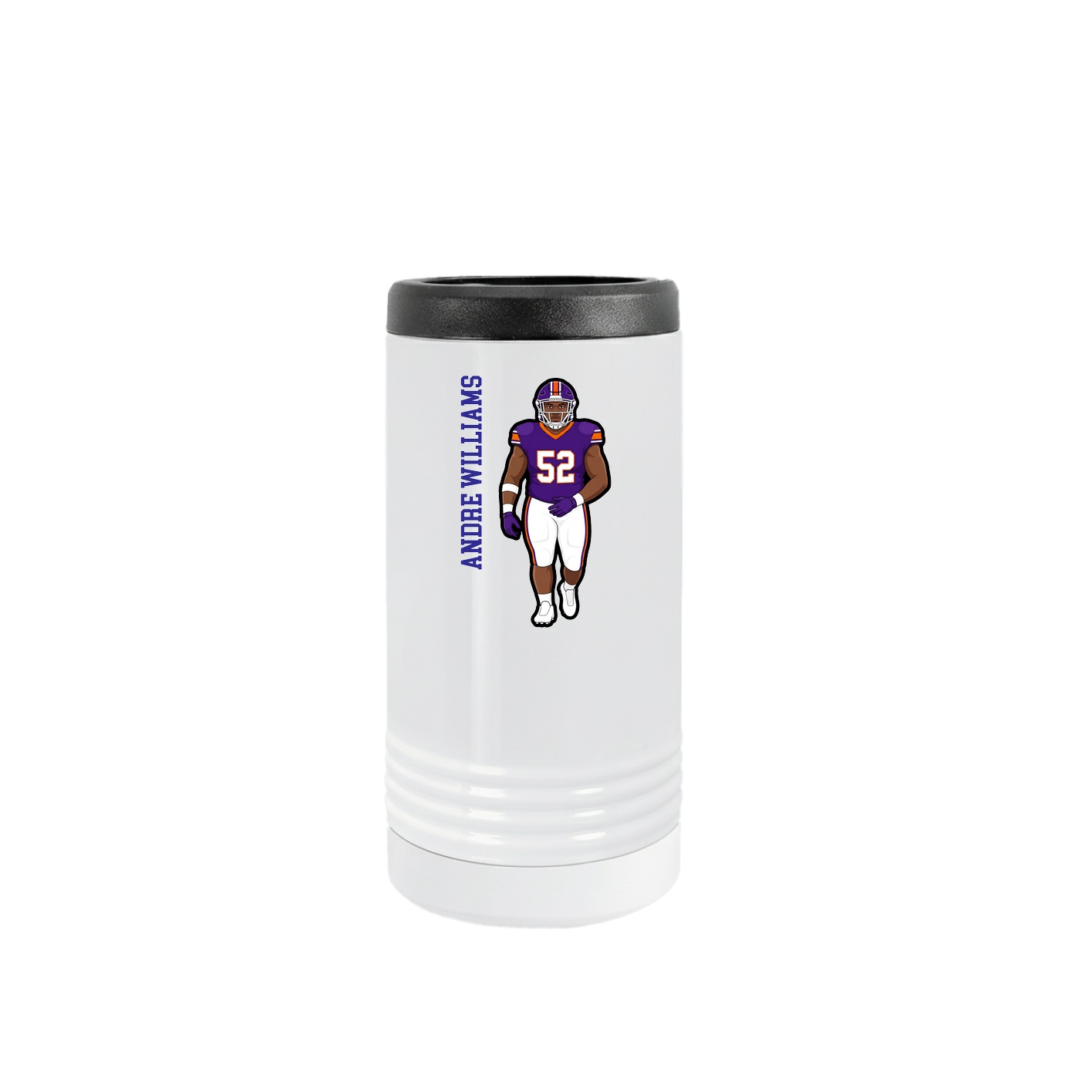 Slim Beverage Holder — Name Vertical in White
