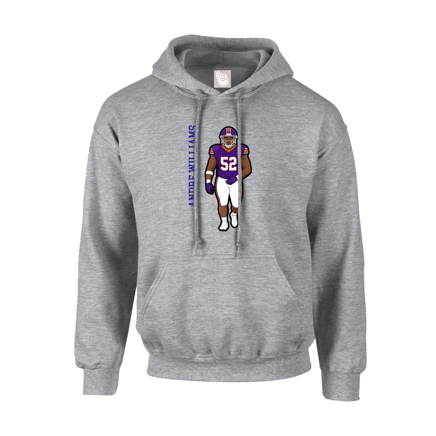 Hoodie — Name Vertical in Grey
