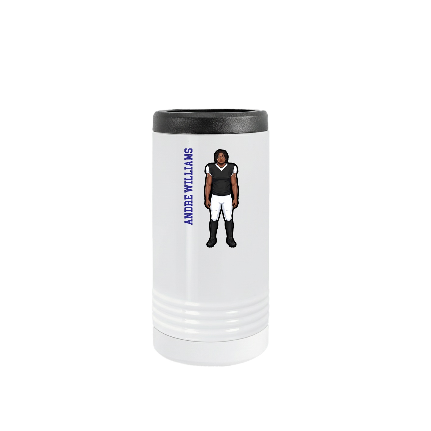 Slim Beverage Holder — Name Vertical in White