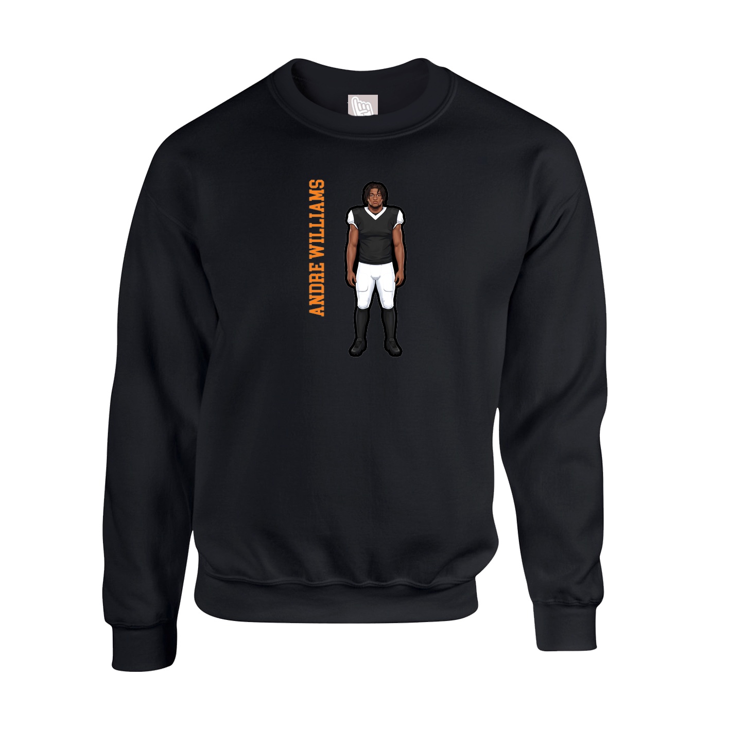 Fleece Crew — Name Vertical in Black